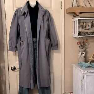 J. Gallery Vintage Purple Gray Lavender Trench Coat Sz Petite 7/8